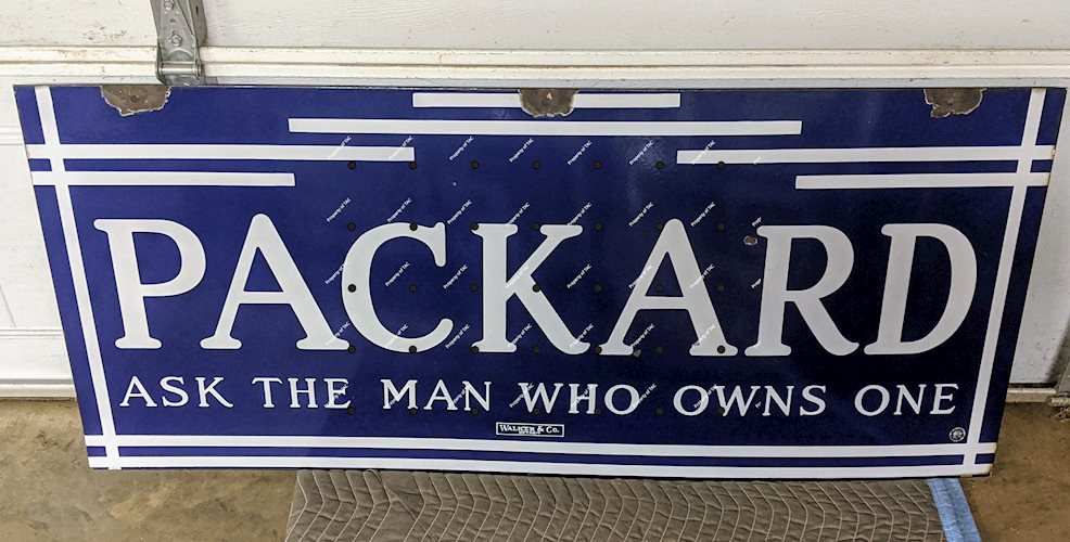 Packard Ask the Man Who Owns One" DSP Double Sided Porcelain Sign Walker"