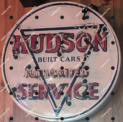 Hudson Built Cars Authorized Service DSP Porcelain Sign w Neon Added
