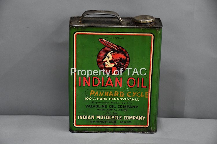 Indian Motorcycle Oil One Gallon Flat Metal Can w/Logo