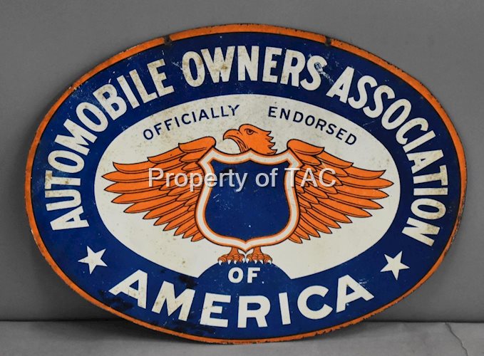 Automobile Owners Assoc. of America Metal Sign