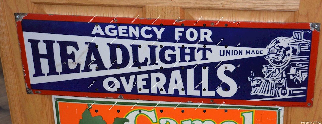 Agency for Headlight Overalls porcelain sign