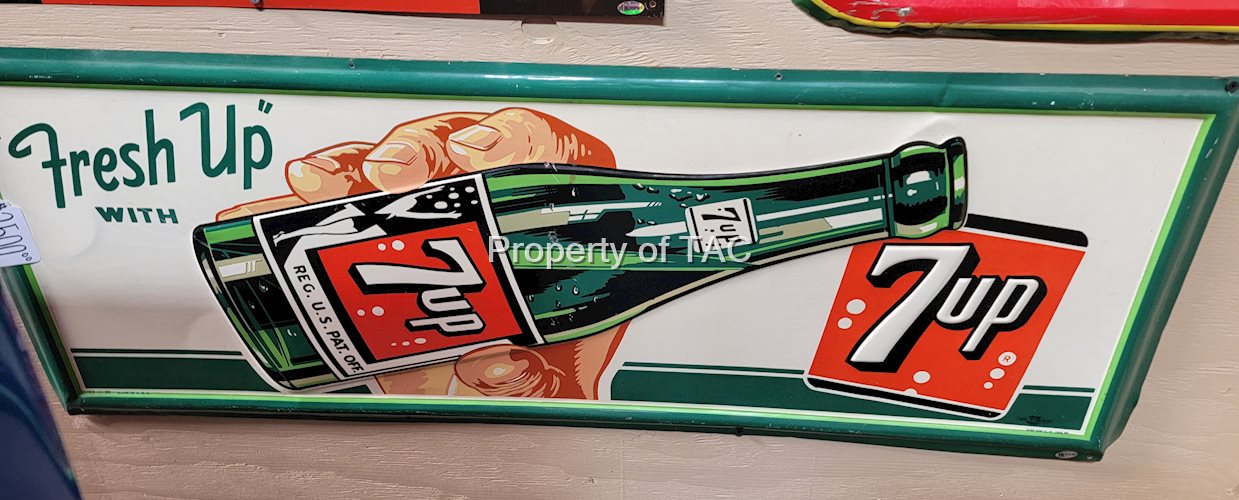 "Fresh Up" with 7up w/Swim Suit Bottle Logo Metal Sign