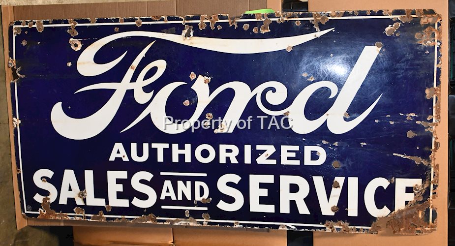 Ford Authorized Sales and Service Porcelain Sign