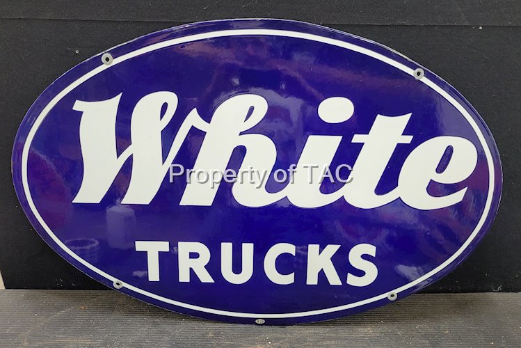 White Trucks Double Sided Porcelain Oval Sign