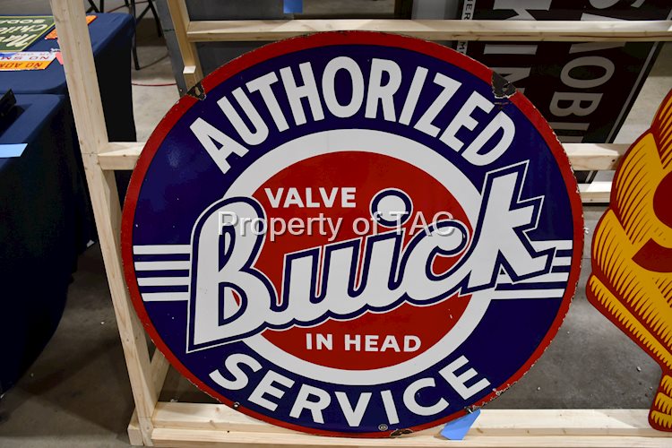 Buick Valve in Head Authorized Service (large logo) Porcelain Sign