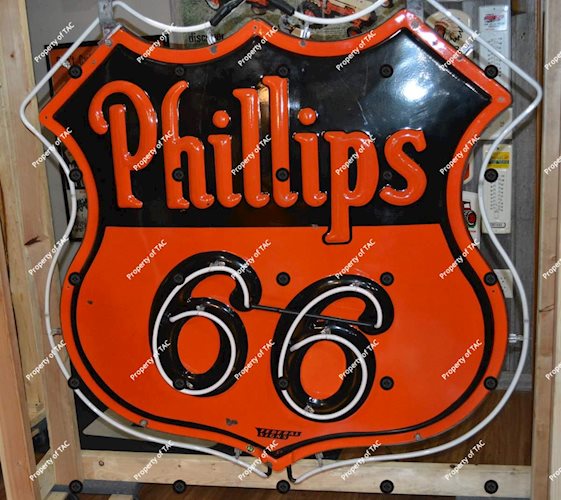 Phillips 66 (orange & black) Porcelain Neon Sign