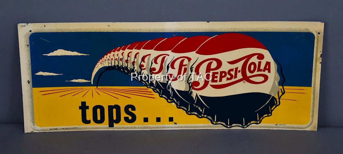 Pepsi-Cola "tops" w/Bottle Caps Graphics Metal Sign