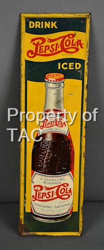 Drink Pepsi:Cola Iced w/Bottle Metal Sign