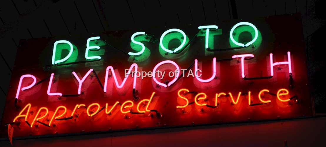 De Soto Plymouth Approved Service Metal Sign w/neon added