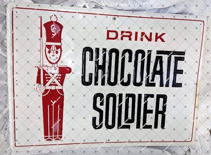 Drink Chocolate Soldier SST Embossed Single Sided Tin Sign
