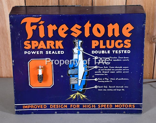 Firestone Spark Plugs Counter-Top Point of Sale Metal Display Cabinet
