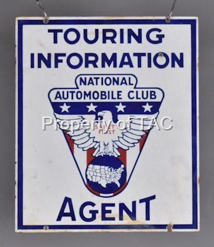National Automobile Club Touring Information Agent Porcelain Sign