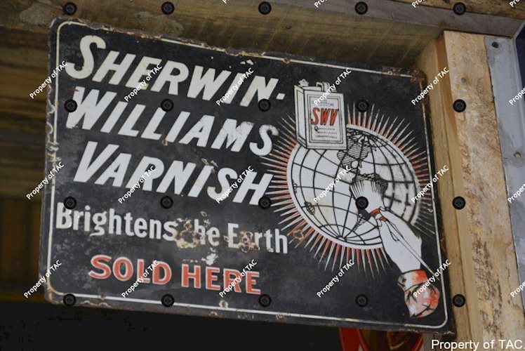 Sherwin-Williams Varnish Brightens the Earth Sold Here" sign"