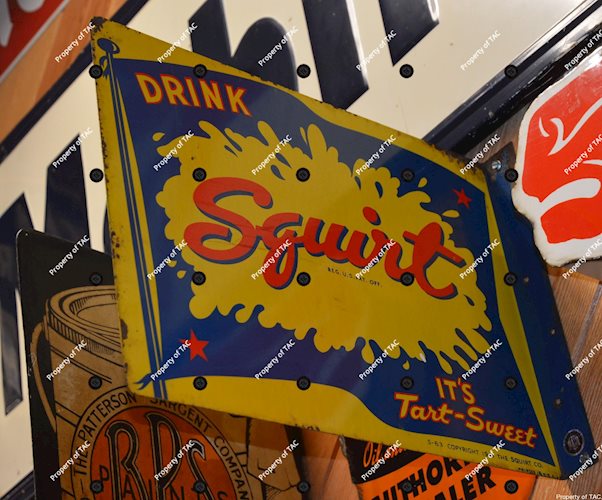 Drink Squirt metal flange sign