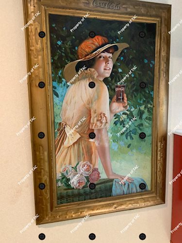 Coca Cola Tin Litho Sign w/ Elaine""