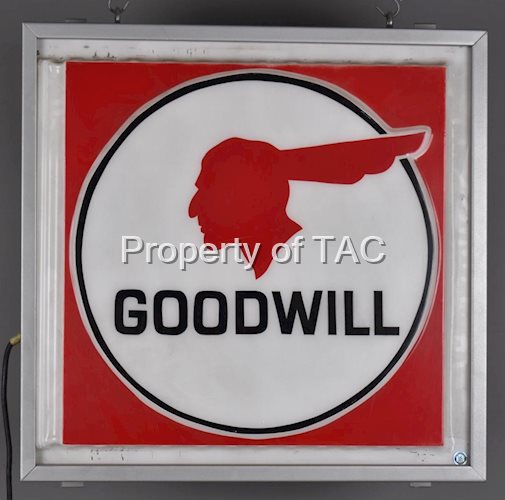 (Pontiac) Goodwill w/Full Feather Logo Plastic Lighted Sign