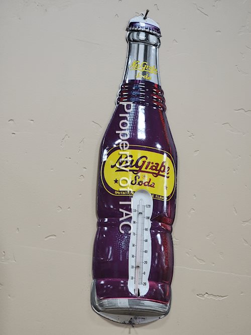 NuGrape Soda Metal Bottle Thermometer
