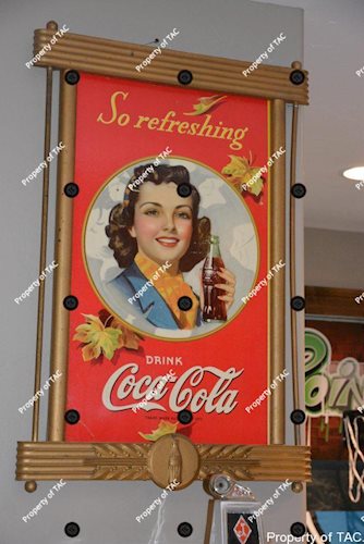 Drink Coca-Cola So refreshing" cardboard poster in original frame"