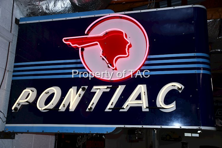 PONTIAC W/FULL FEATHER LOGO SINGLE-SIDED PORCELAIN NEON SIGN