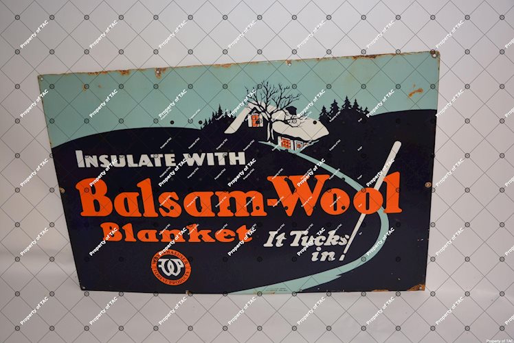 Insulate with Balsam-Wool Blanket porcelain sign