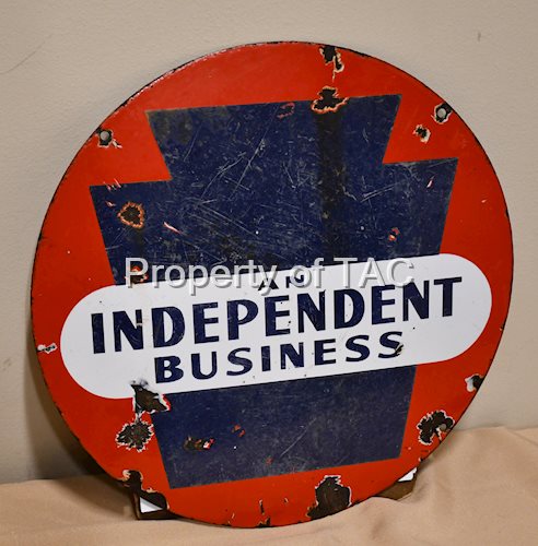 An Indendent Business Porcelain Sign