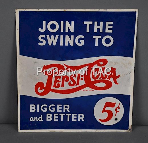 Pepsi:Cola "Join The Swing To" Metal Sign for String Holder