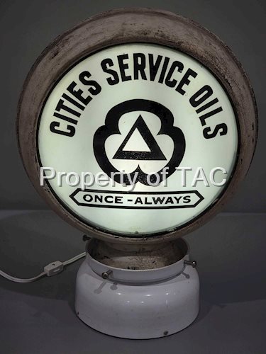 Rare Size Cities Service Oils Once-Always 11.5" Globe Lenses