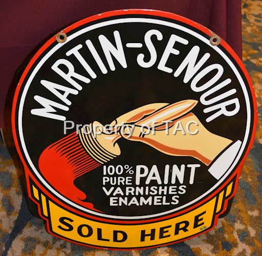 Martin-Senour "100% Paint Varnishes Enamels" Sold Here Porcelain Sign