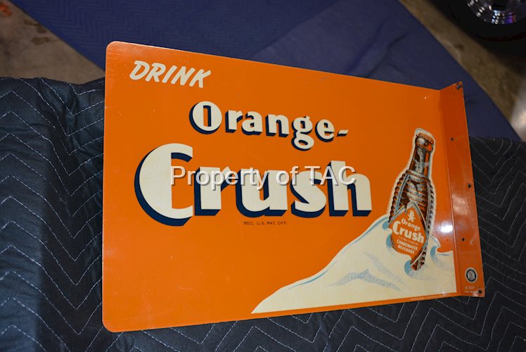 Drink Orange-Crush w/bottle Metal Flange Sign (TAC)