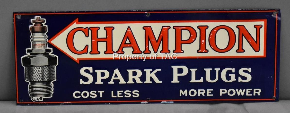 Champion Spark Plugs Cost Less More Power Metal Tacker Sign