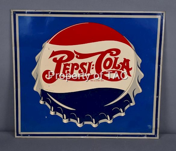 Pepsi:Cola w/Bottle Cap Logo Metal Sign