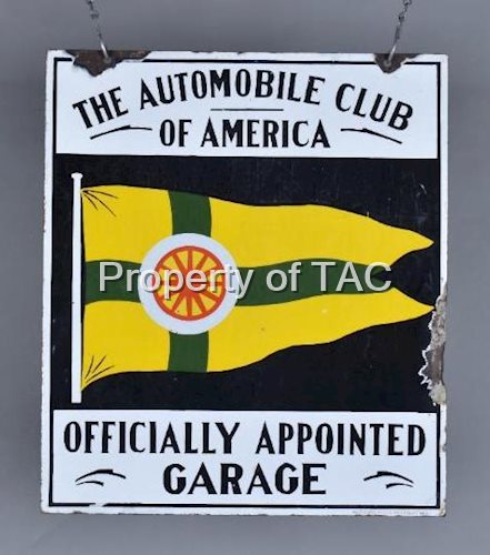 The Automobile Club of America "Officially Appointed Garage" w/Logo Porcelain Sign
