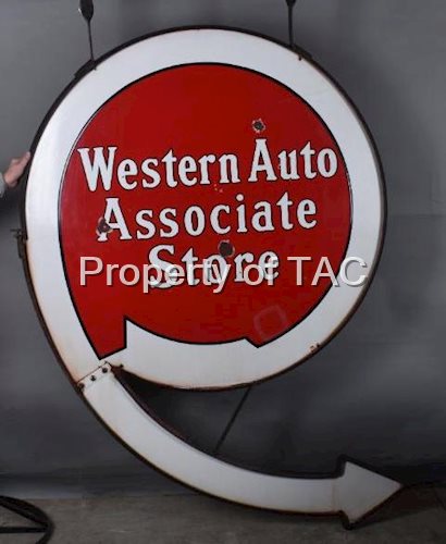 Western Auto Associate Store Porcelain Identification Sign w/Arrow