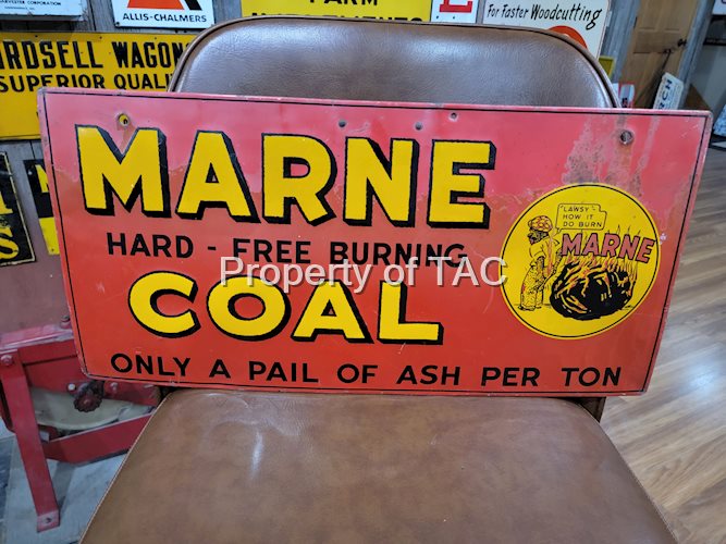Marne "Hard-Free Burning" Coal w/Logo Metal Sign