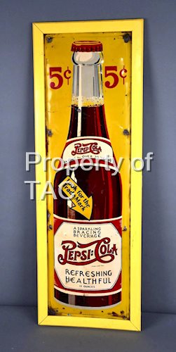 Pepsi:Cola 5Â¢ "Look for the Trade Mark" Metal Sign