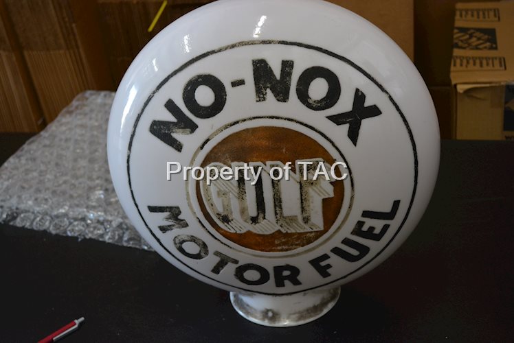 Gulf No-Nox Motor Fuel OPE Milk Glass Globe