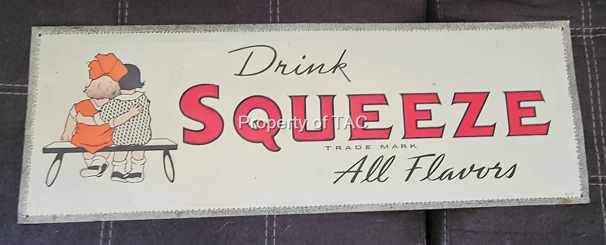 Drink Squeeze All Flavors Tmbossed Tin Sign w/ Kids