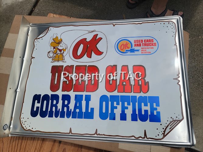 (Chevrolet) Ok Used Car Corral Office Metal Flange Sign
