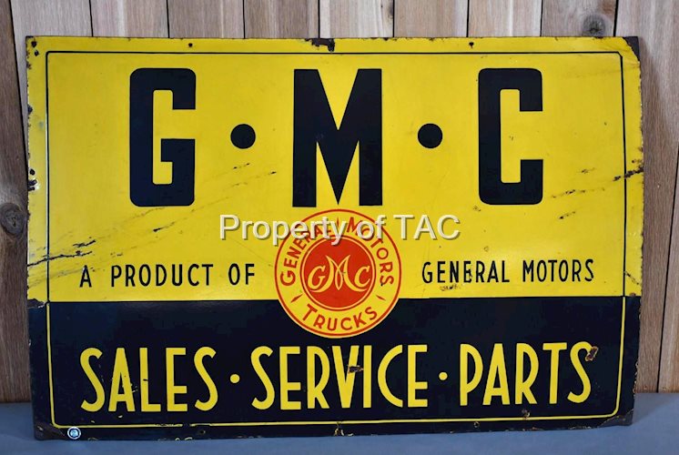 G-M-C General Motors Trucks Sales-Service-Parts Porcelain Sign