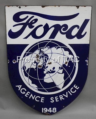 Ford Agence Service 1948 w/Image Porcelain Sign