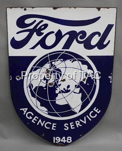 Ford Agence Service 1948 w/Image Porcelain Sign