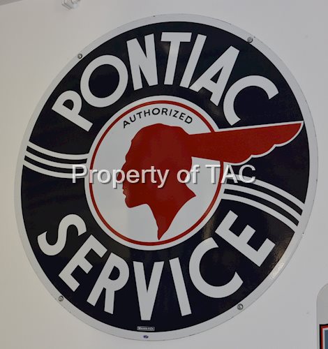 Pontiac Service with full feather Indian and wavy lines,