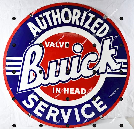 Buick (white outline) Valve-in-Head Authorized Service Porcelain Sign