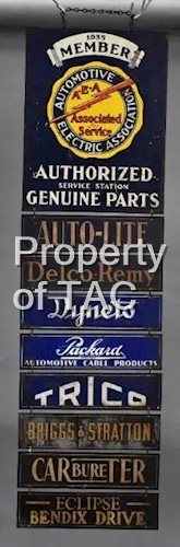 1935 AEA Authorized Service Station Genuine Parts Metal Signs