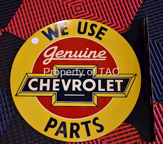 We Use Genuine Chevrolet Parts Metal Flange Sign NIB