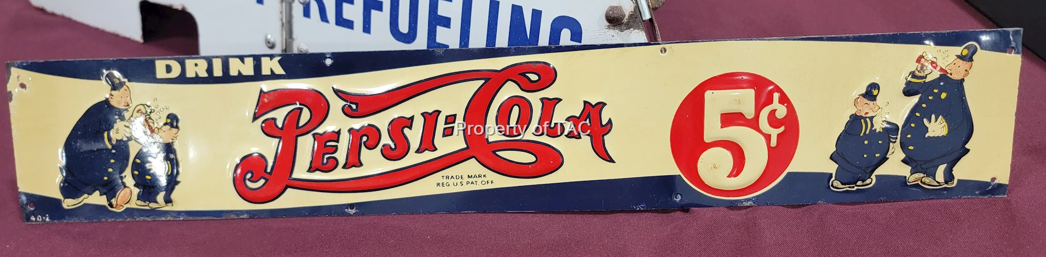 Drink Pespi:Cola w/Pepsi & Pete Metal Tacker Sign