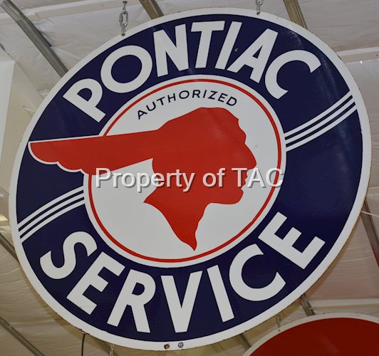 Pontiac Authorized Service with full feather Indian and wavy lines,