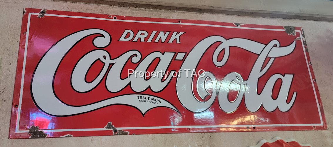 Drink Coca-Cola w/Trade Mark in the Tail Porcelain Sign