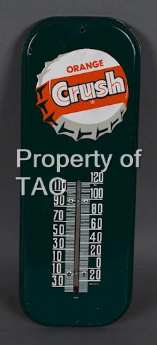 Orange Crush w/bottle Cap Logo Metal Thermometer