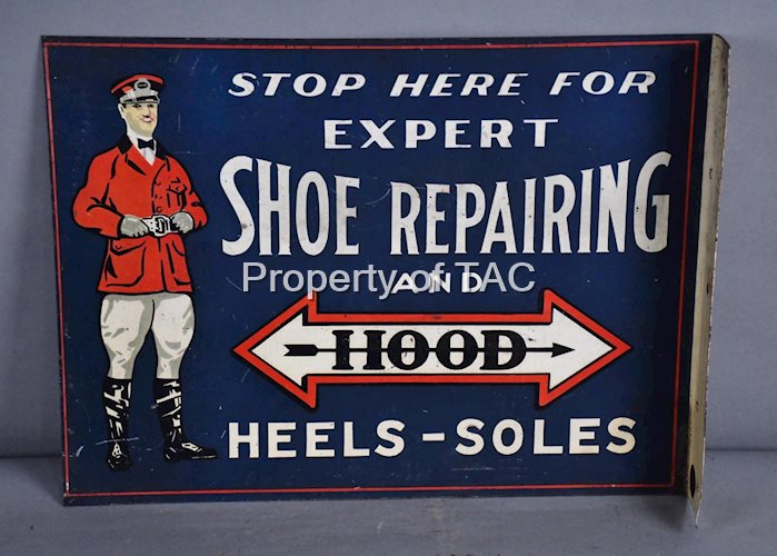 Hood Shoe Repairing w/Logo Metal Flange Sign